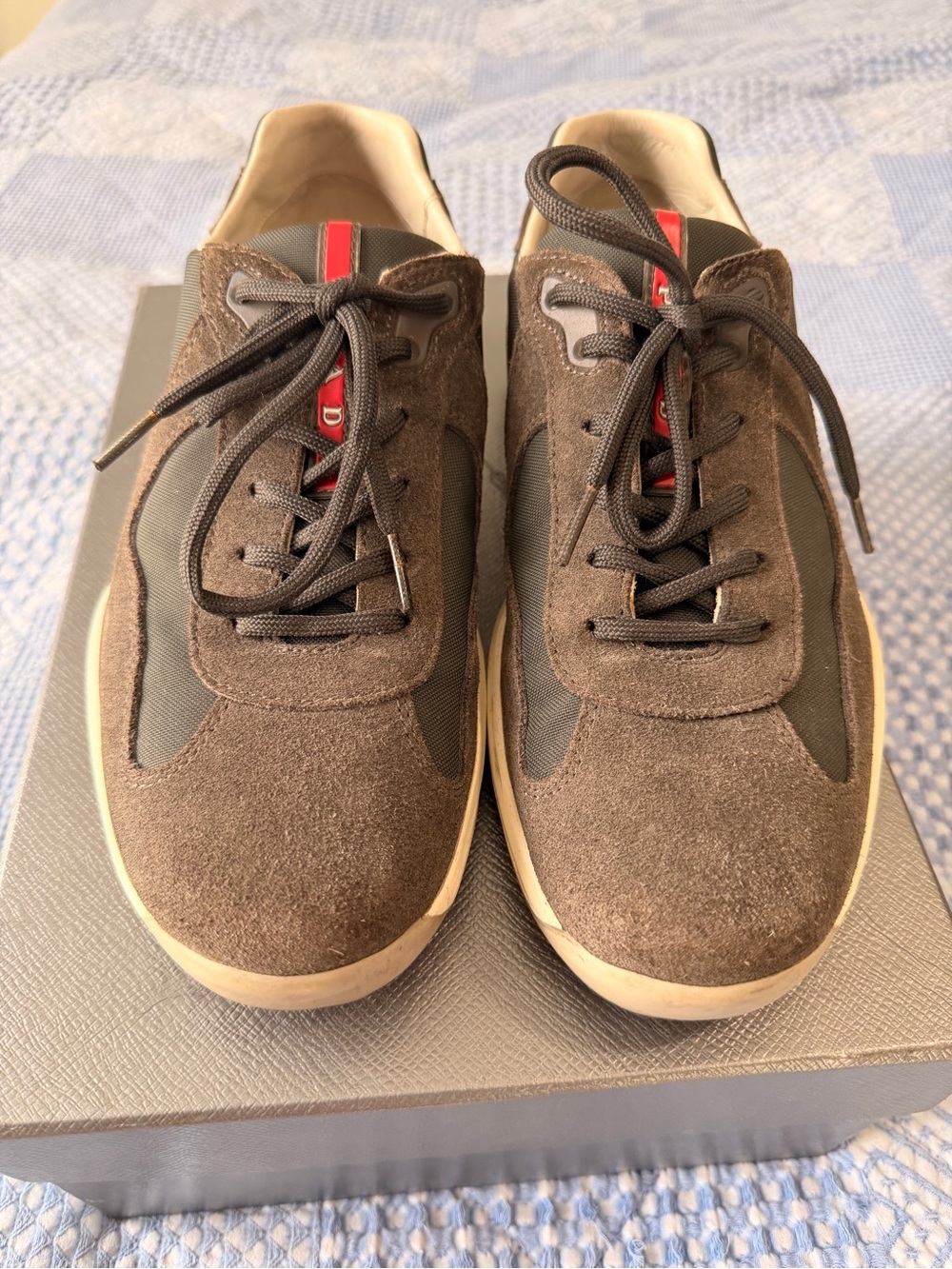 Prada Americas Cups Suede & Mesh Sneakers - Grey - Picture 2 of 7